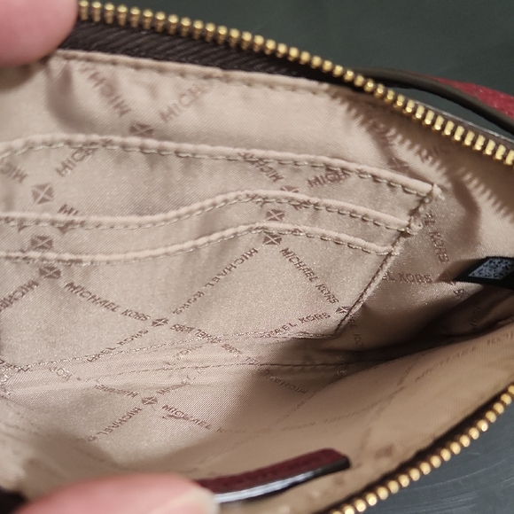 Michael Kors Signature Brown and Burgundy Wristlet - Picture 5 of 8